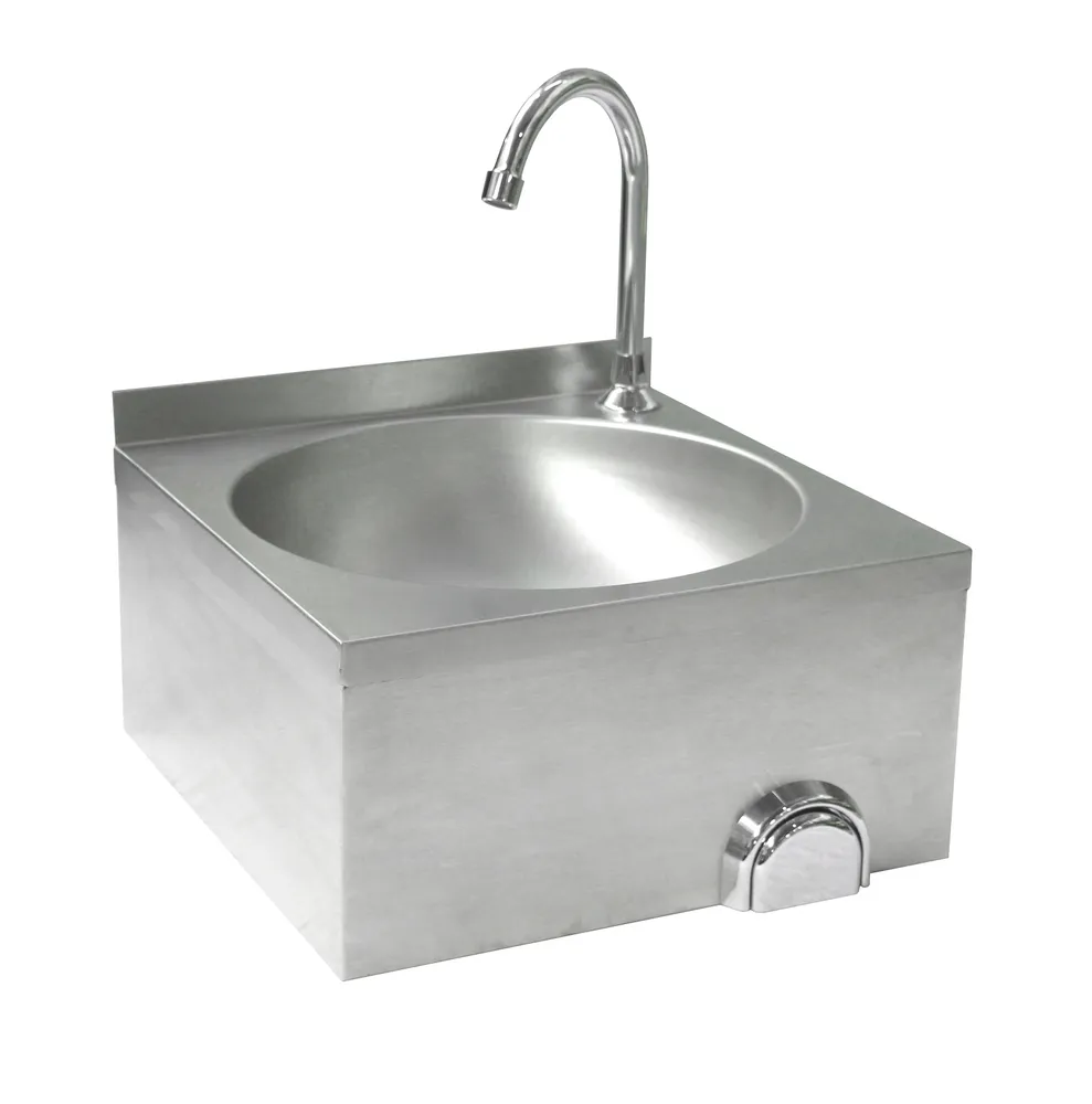 Lavatório de Mãos Acionamento por Joelho 400x400mm Aço Inox