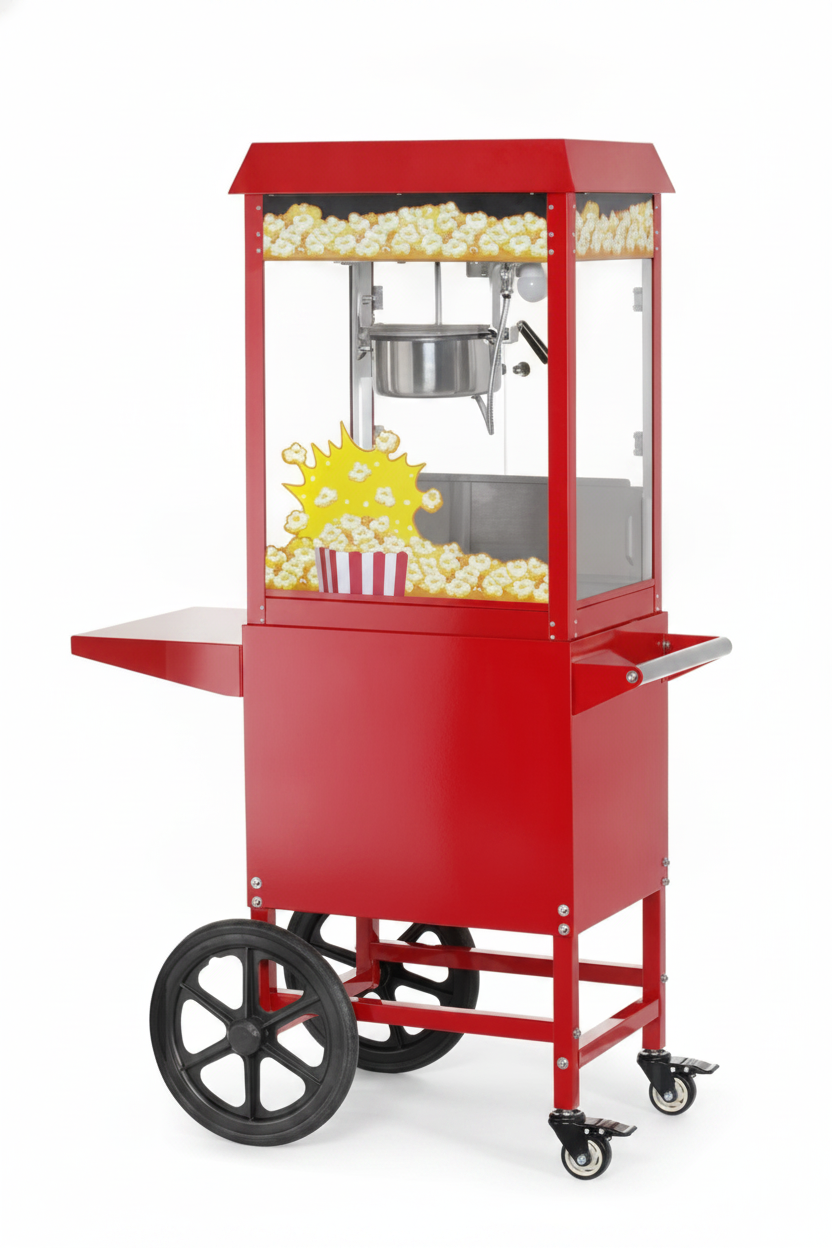 Máquina de Pipocas Elétrica com Carrinho 940x510x1553mm