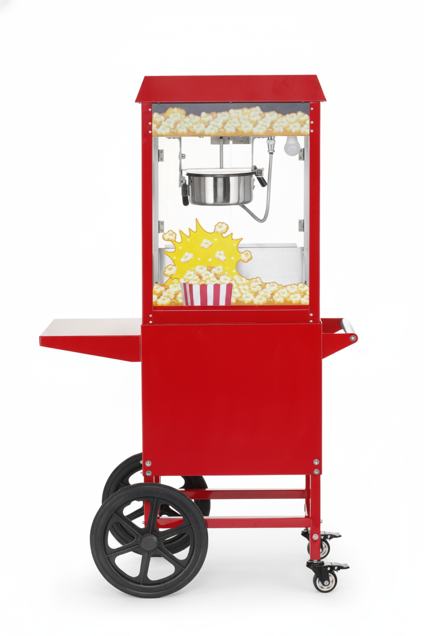 Máquina de Pipocas Elétrica com Carrinho 940x510x1553mm