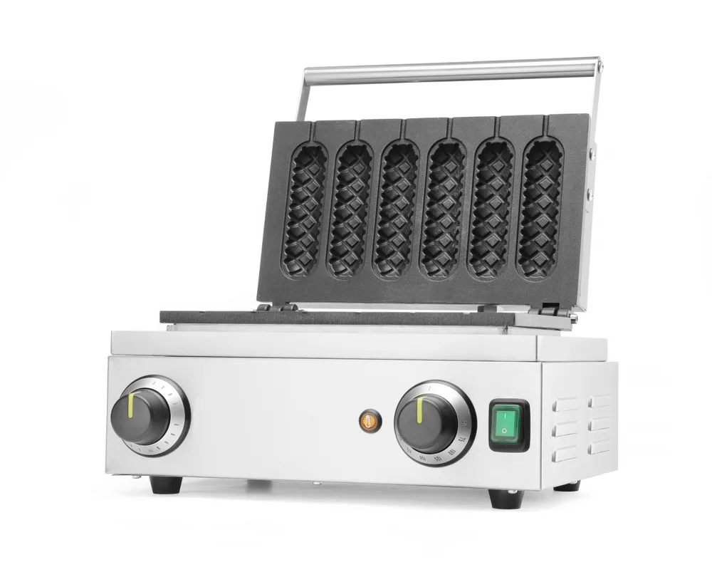 Máquina de Waffles Corn Dog Elétrica 1550W - 6 Unidades