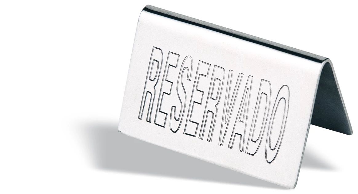 Placa Reservado Aço Inoxidável para Mesa 10 cm