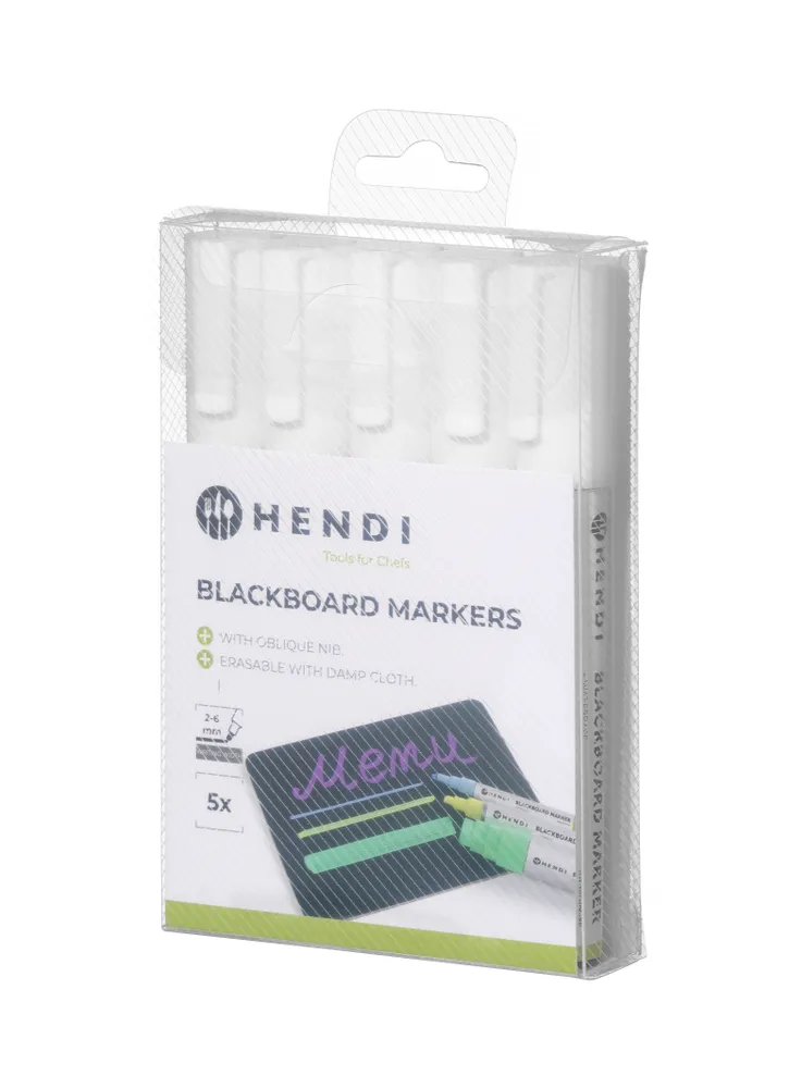 Marcadores para Quadro Preto Ponta Oblíqua, 5 Unidades Brancas