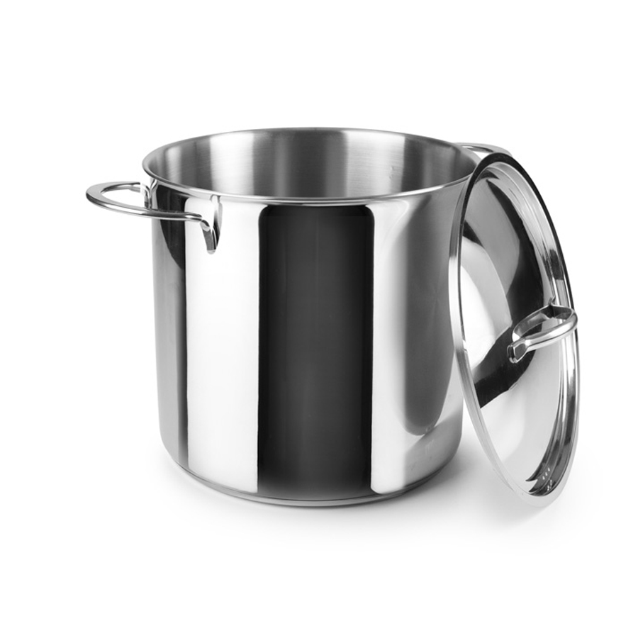 Marmita Alta Aço Inoxidável 32 cm com Tampa para Cozinha Profissional