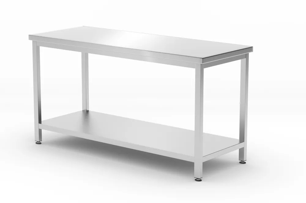 Mesa de Trabalho Inox com Prateleira, 1600x600mm, Linha Bancada