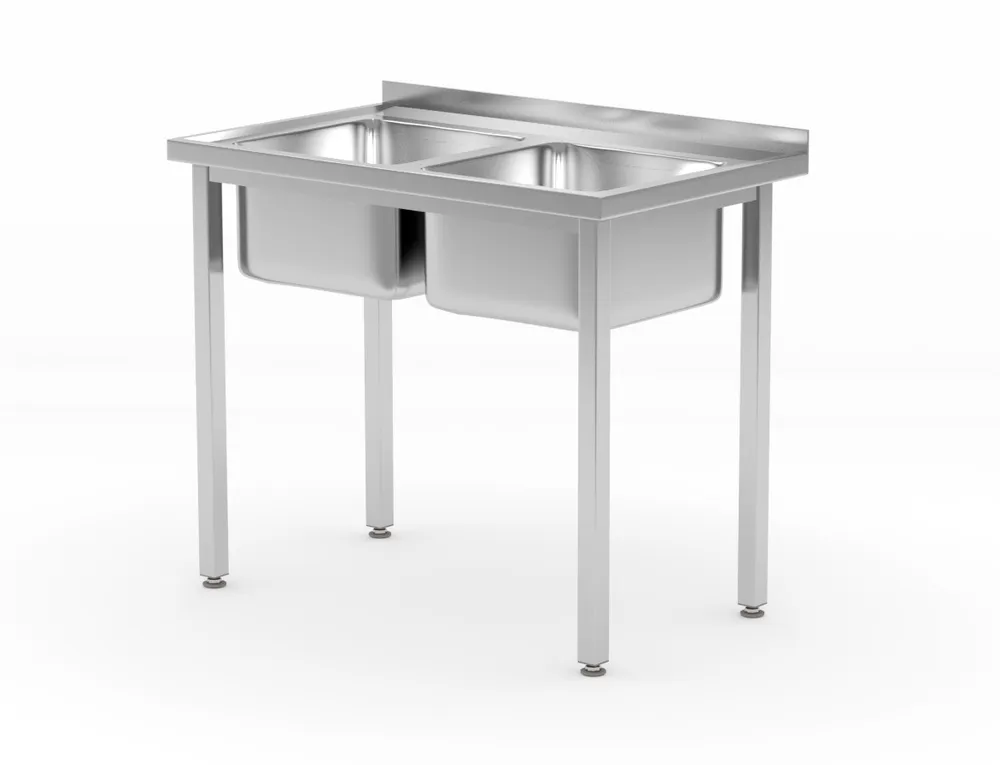 Mesa com 2 Lava-Loiças em Aço Inoxidável 1000x600mm