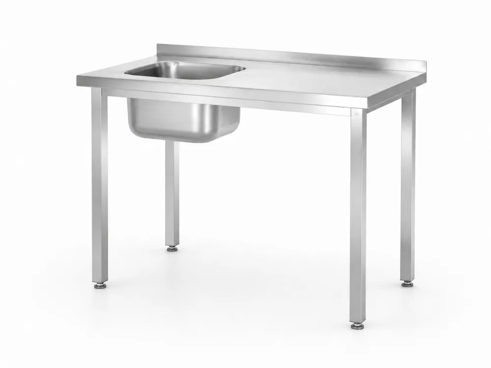 Mesa Lava-Loiças Esquerdo 800x600mm Aço Inoxidável Aparafusada