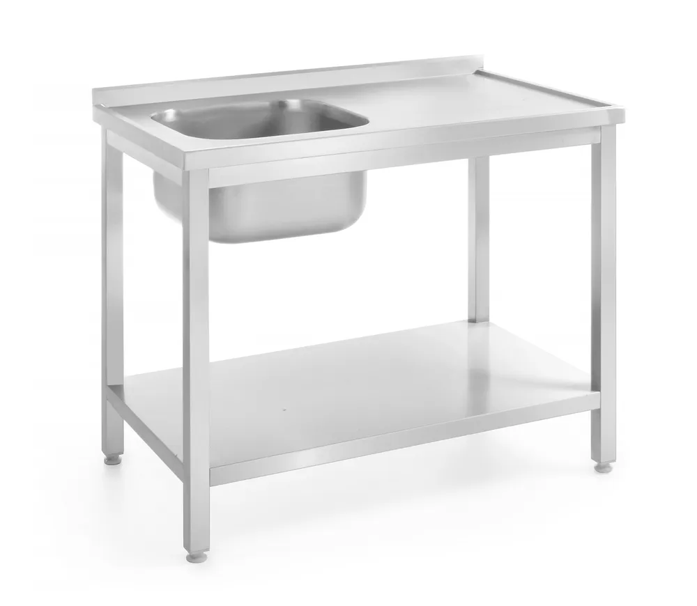 Mesa Lava-Loiças Inox 1000x600x850mm, Cuba Esquerda, com Prateleira