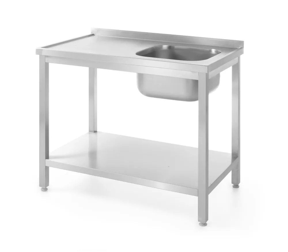 Mesa Lava-Loiça Inox 1000x600mm com Prateleira, Cuba Direita