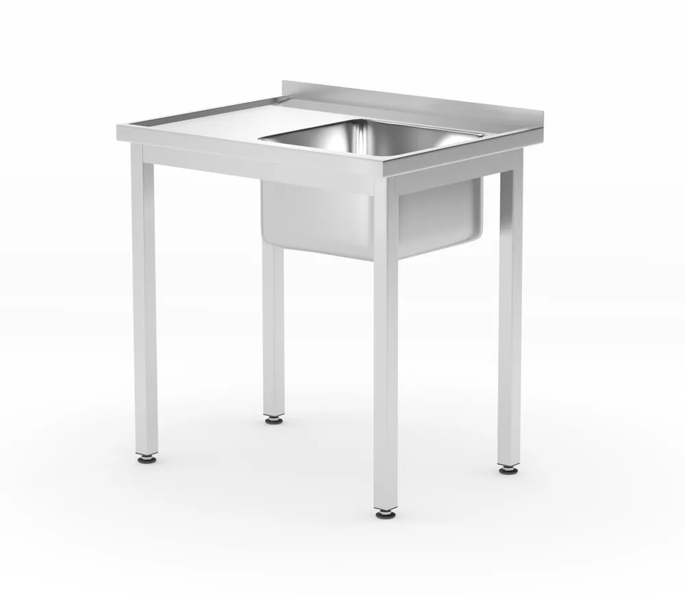 Mesa Lava-Loiças Inox 600x600mm com Prateleira Centrada