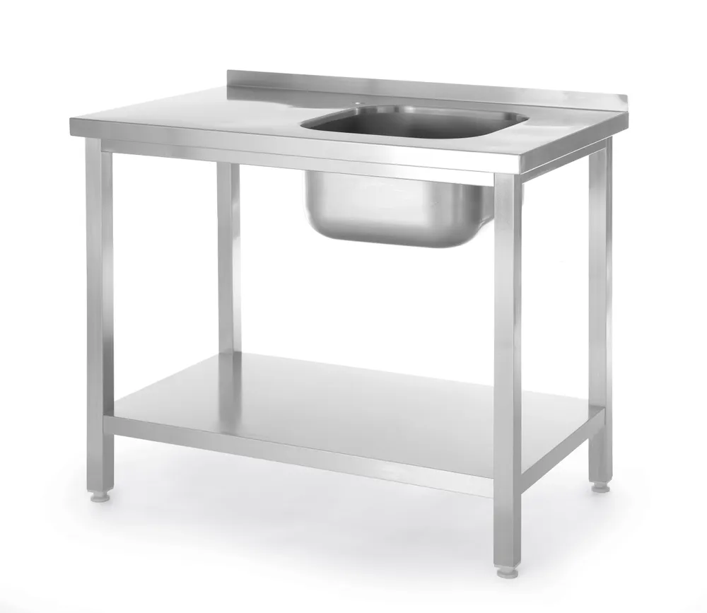 Mesa Lava-Loiças Inox 600x600mm com Prateleira Centrada