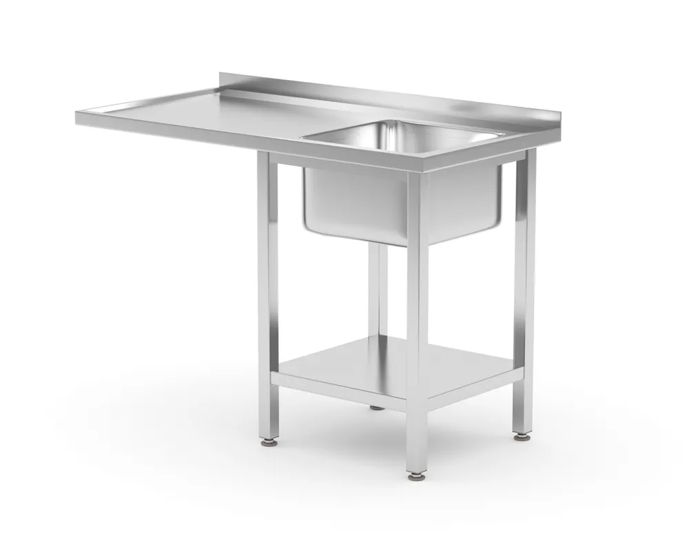 Mesa Lava-Loiça Inox 1200x700mm com Espaço Máquina e Prateleira Direita