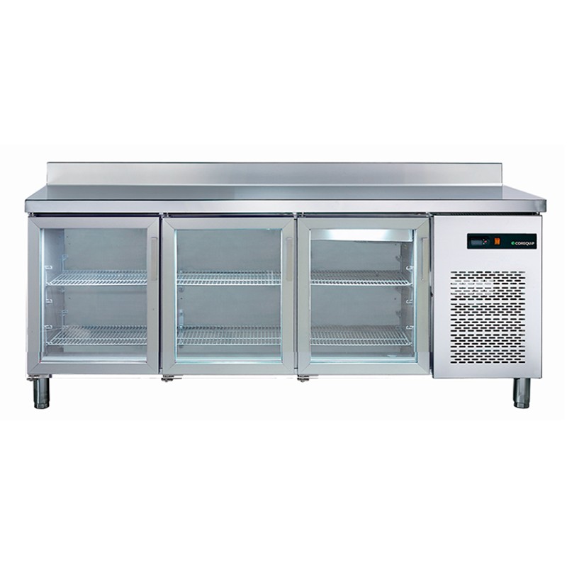 Mesa Refrigerada Baixa 3 Portas Vidro 202 cm