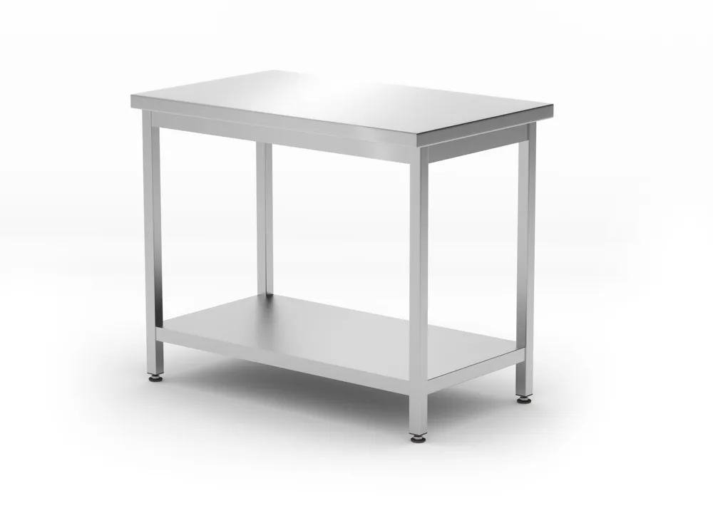 Mesa de Trabalho Central Inox 1000x600mm com Prateleira Inferior