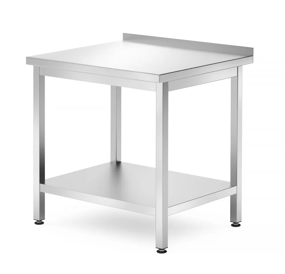 Mesa de Trabalho Inox de Parede 800x700mm com Prateleira