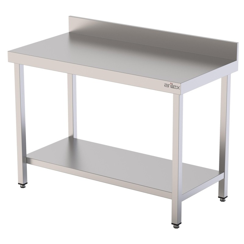 Mesa de Trabalho Mural Inox AISI 304 com Prateleira 1000x600mm