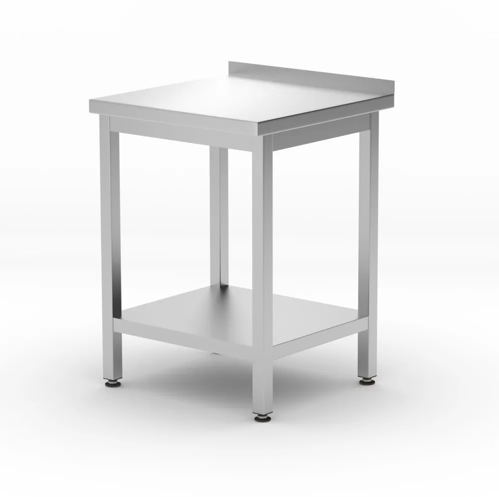 Mesa de Trabalho de Parede Inox com Prateleira 600x600mm