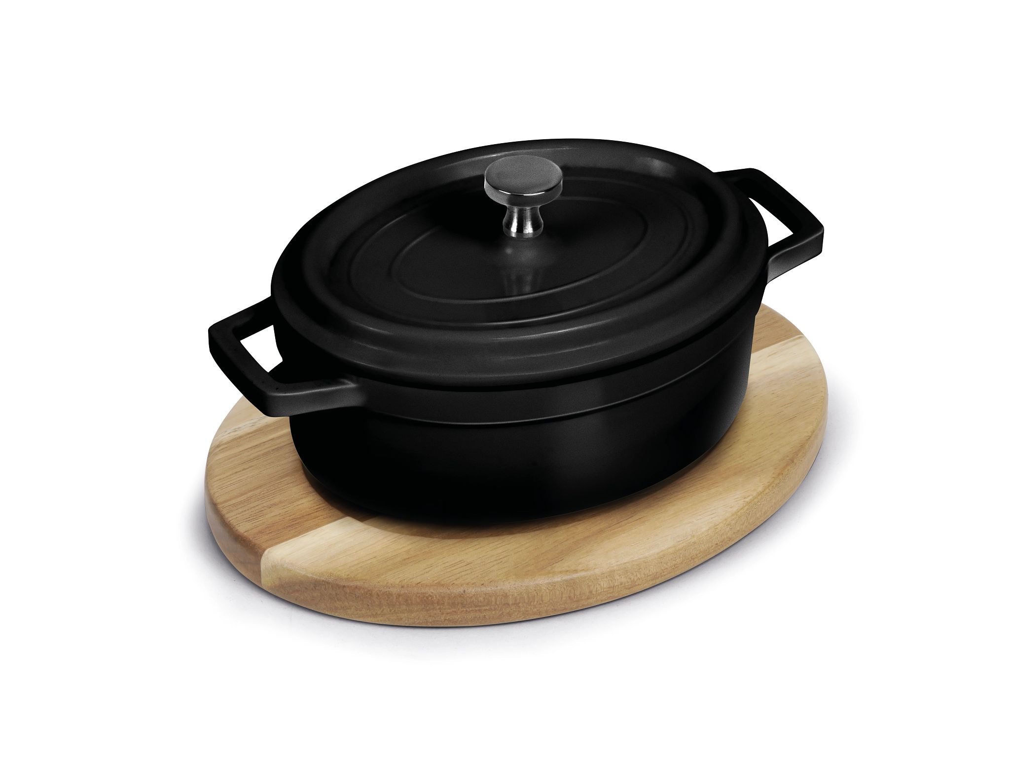 Mini Caçarola Oval 0.25L com Tampa e Base Madeira