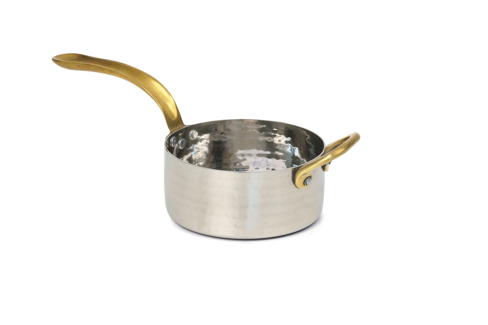 Mini Caçarola Redonda 0.4L Aço Inox com Pega Latão