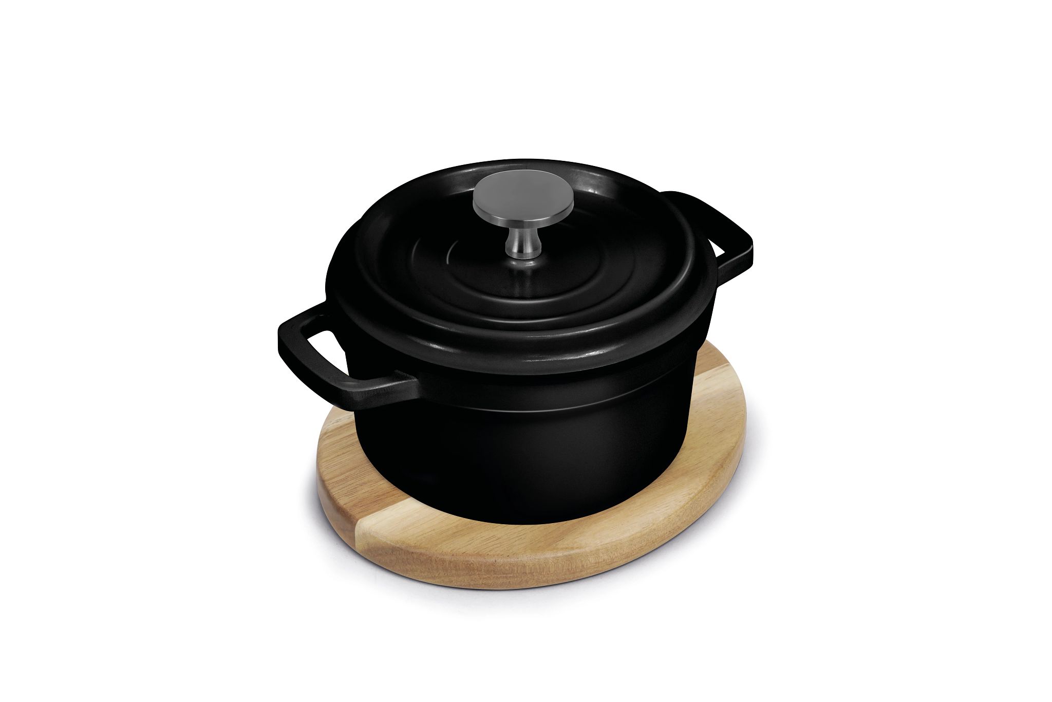 Mini Caçarola Alumínio Fundido 0.24L com Base Madeira