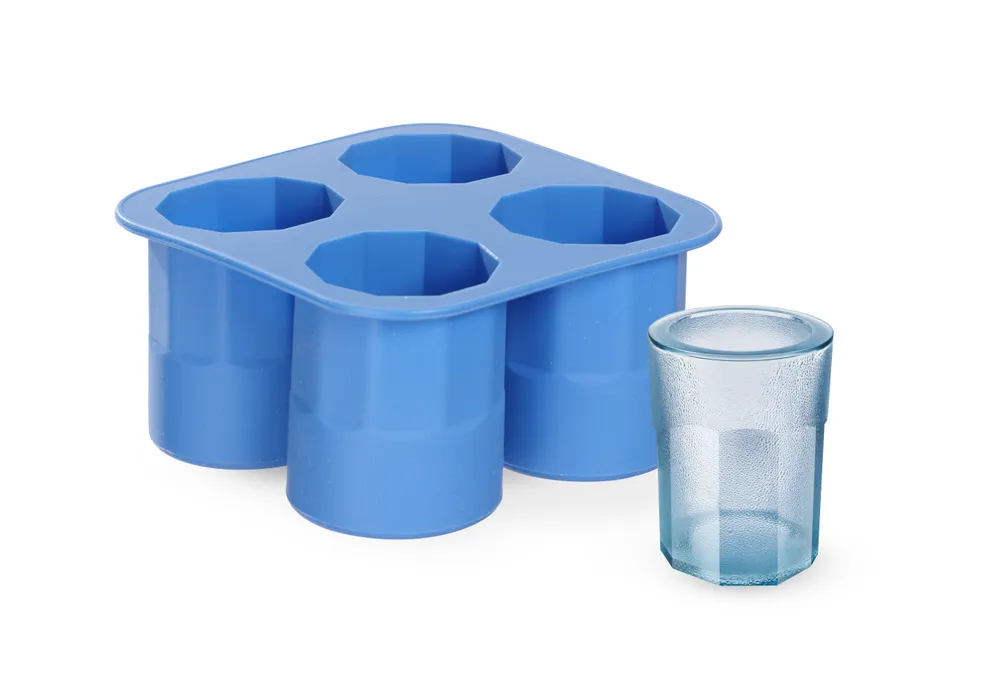 Molde Gelo Silicone Profissional para Copos Shot, 4 Unidades