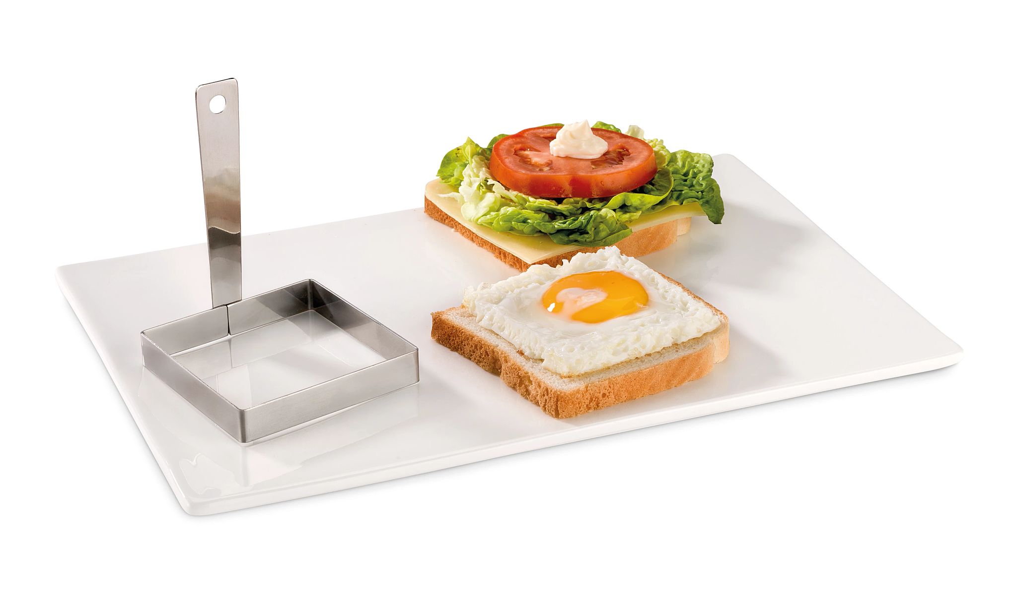 Molde Ovo Quadrado 8,5 cm Aço Inoxidável para Sanduíches