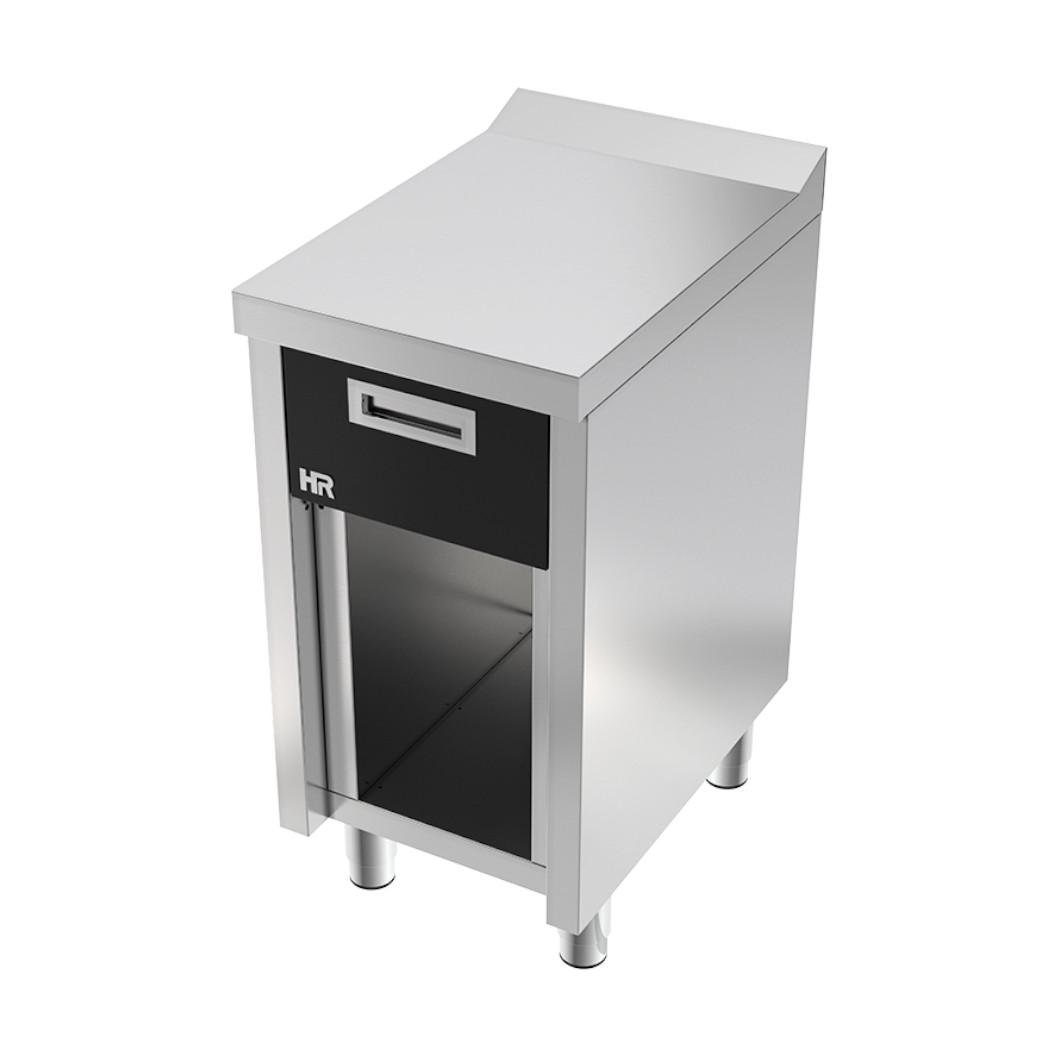 Móvel de Apoio Neutro Inox c/ Gaveta e Armário 400x600mm Linha 600