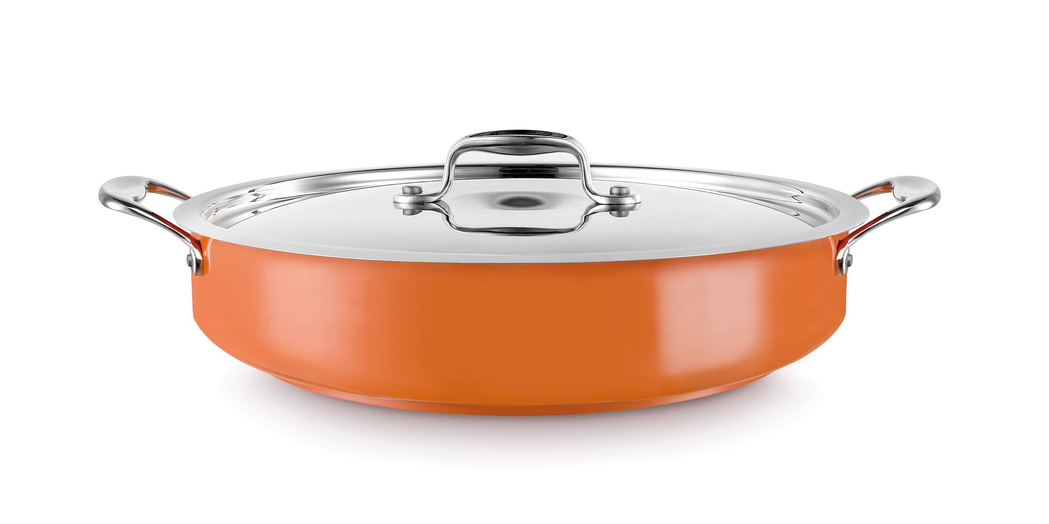 Paellera Aço Inoxidável 32 cm com Tampa Laranja 4.7 L