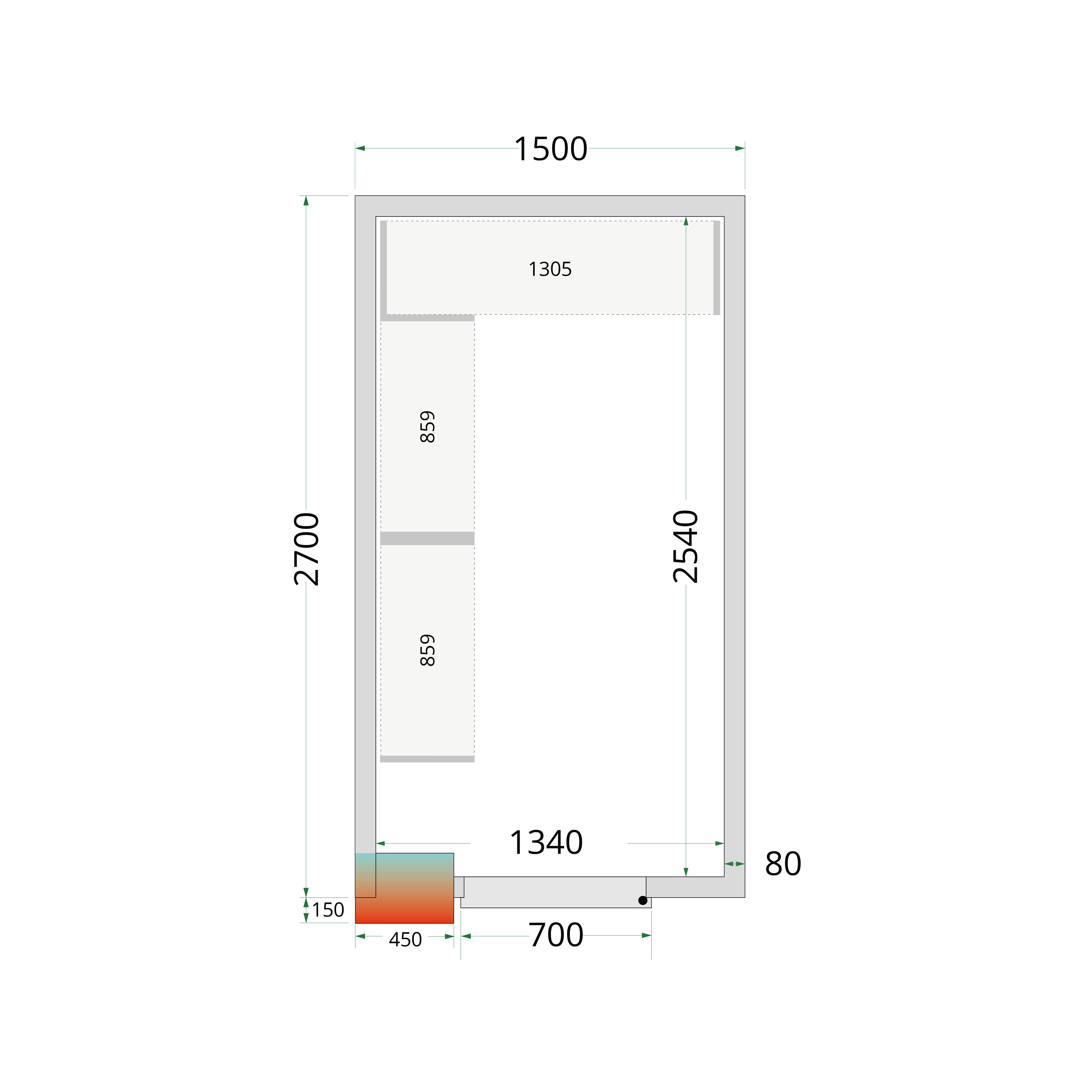 Painéis Câmara Frigorífica Modular 1500x2700x2120mm Isolamento 80mm