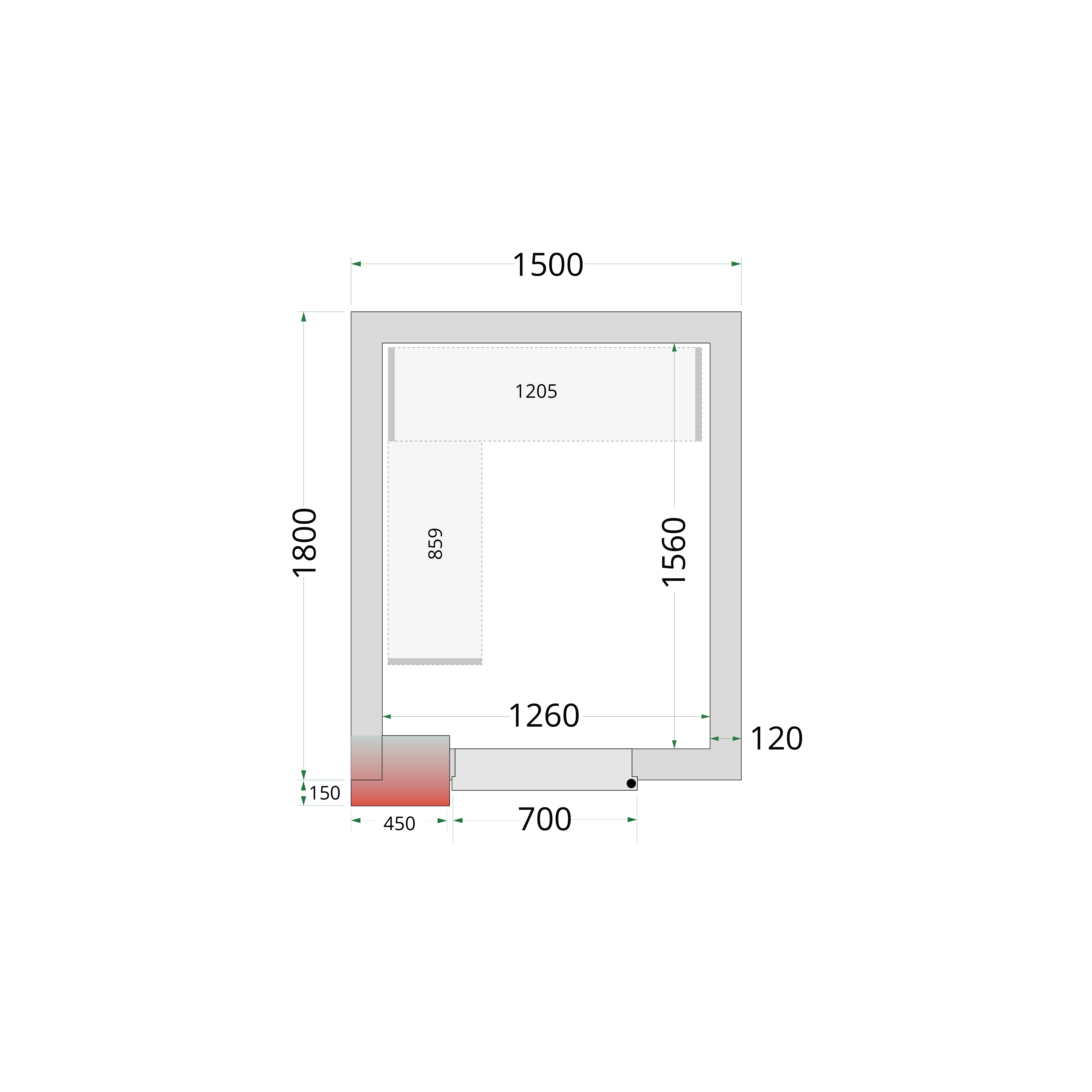 Painéis Modulares Câmara Frigorífica 1500x1800x2200mm 120mm