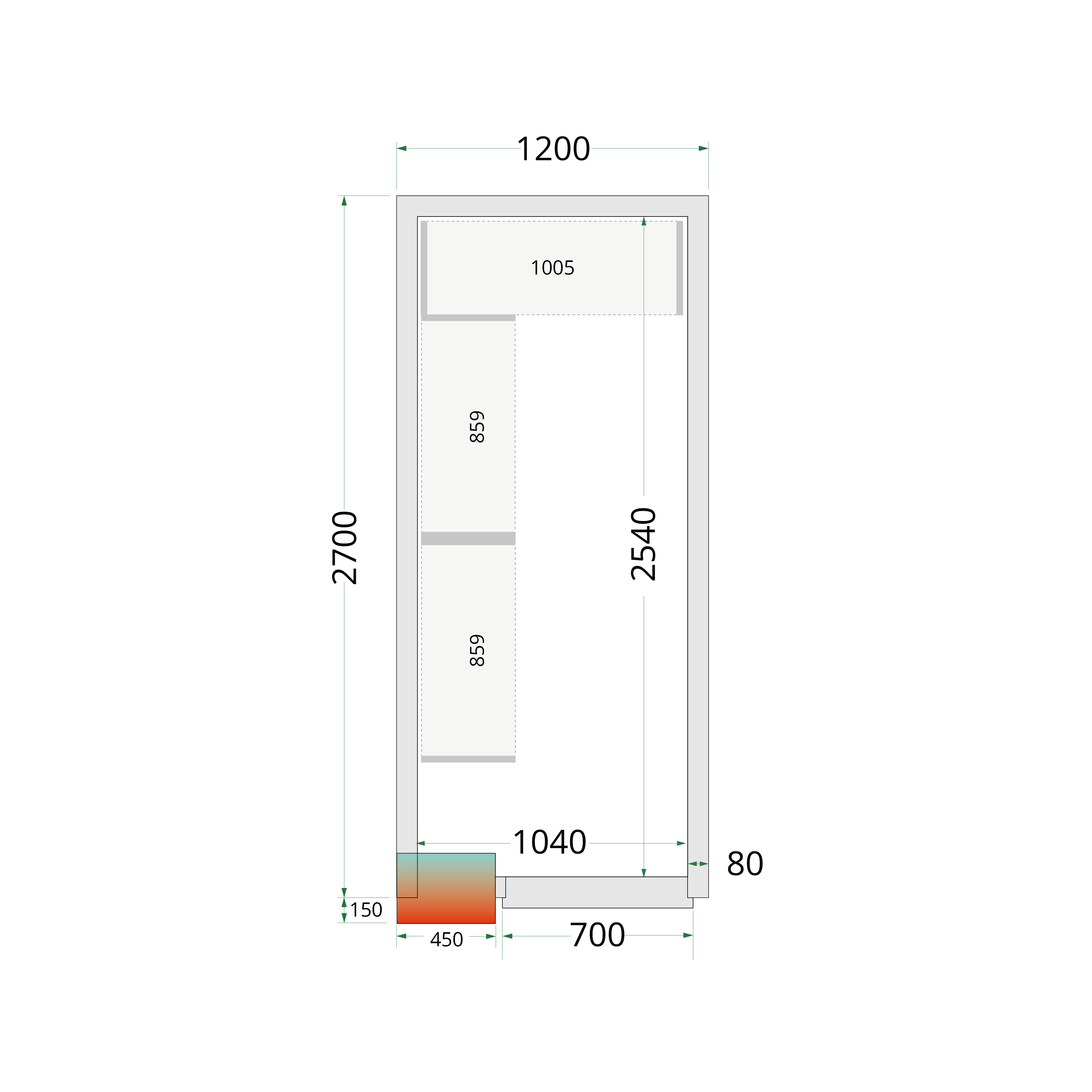 Painéis Modulares Câmara Frigorífica 80mm | 1200x2700x2200mm