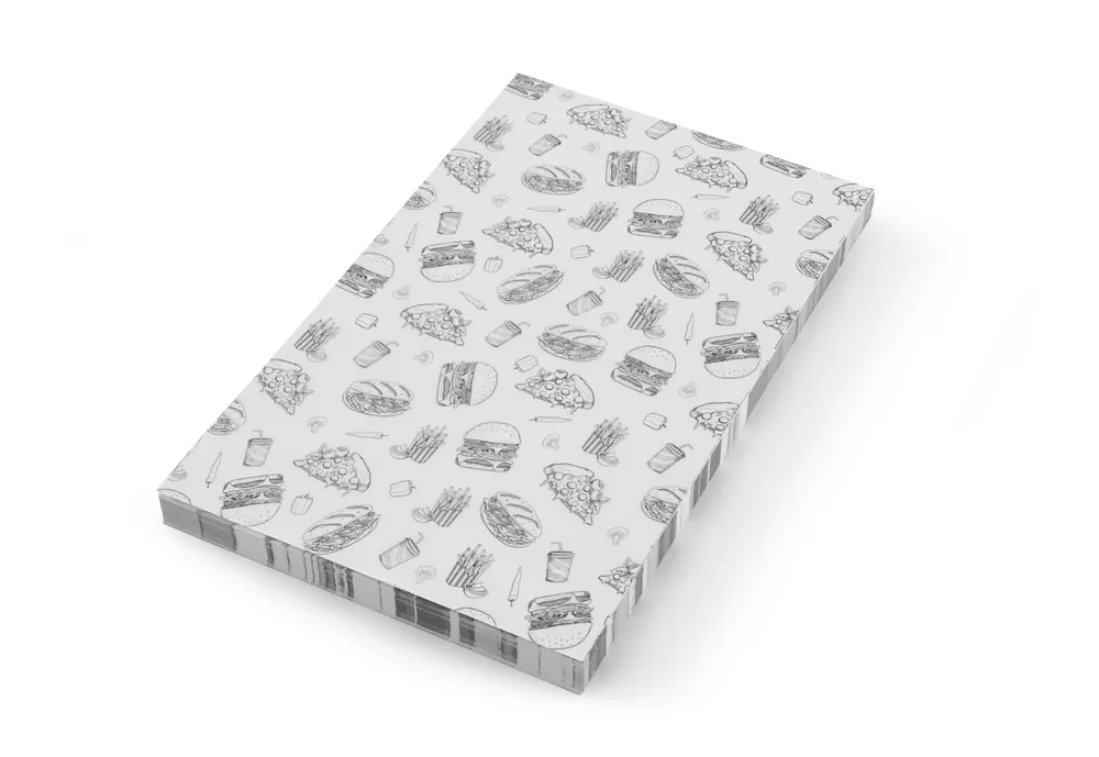 Papel Antigordura 25x35cm com Padrão Hambúrguer, 500 unidades