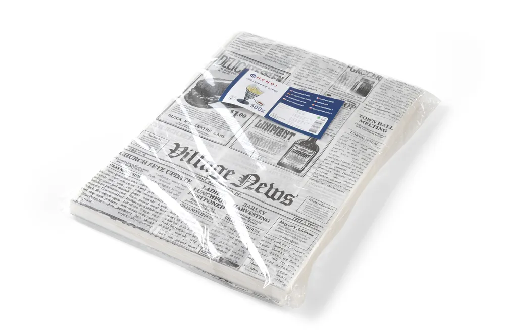 Papel antigordura com impressão jornal 200x250mm
