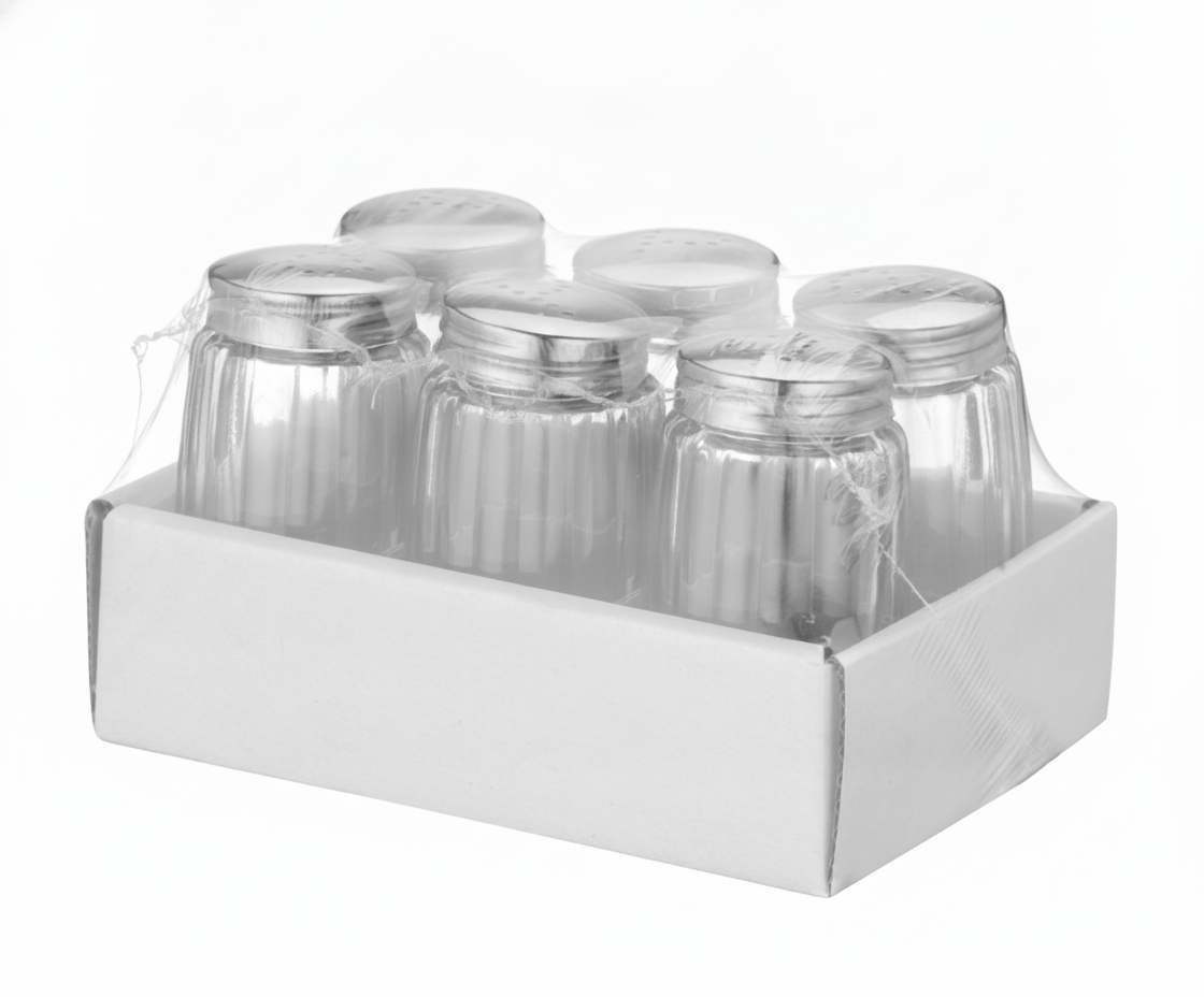 Pimenteiro de Mesa em Vidro e Inox, Conjunto 6 Peças, ⌀40x70mm