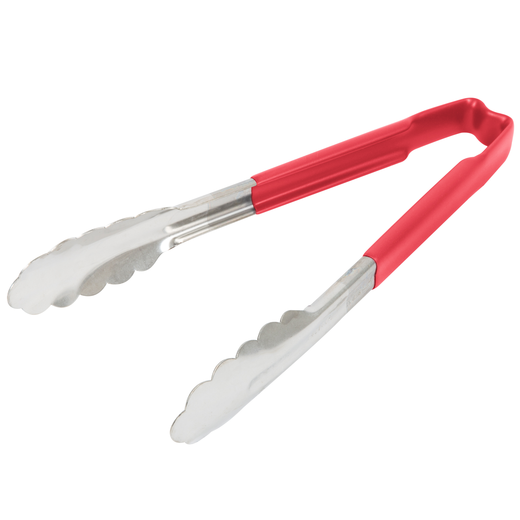 Pinças Festoneadas Aço Inoxidável 24 cm Cabo Vermelho