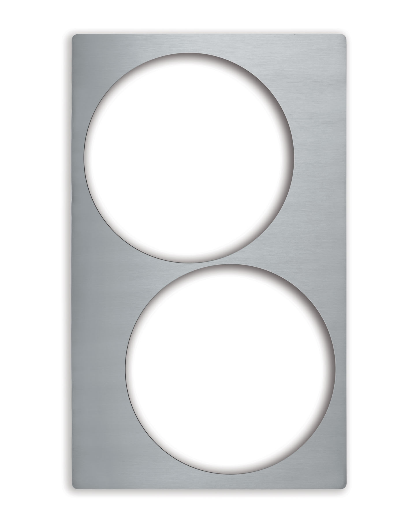 Tabuleiro Inox para Buffet com 2 Aberturas Redondas, 53.6x32.4cm