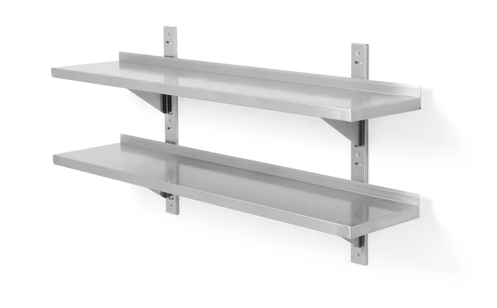 Prateleira Dupla de Parede Aço Inox 1200x300x(H)600mm Ajustável