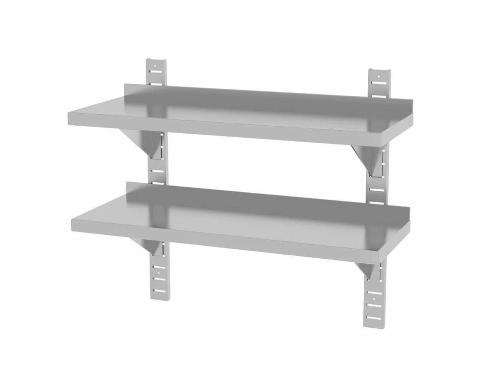 Prateleira Dupla de Parede Ajustável Inox 800x300x600mm