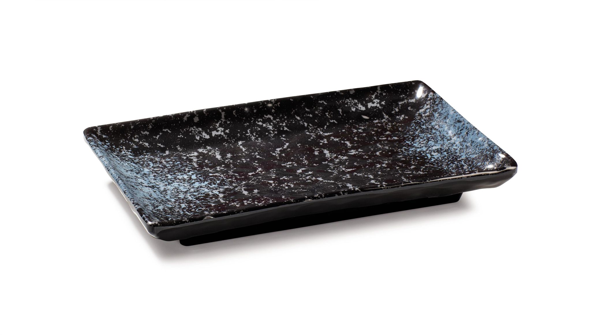 Prato Retangular Melamina 25x16 cm Preto Moteado para Serviço
