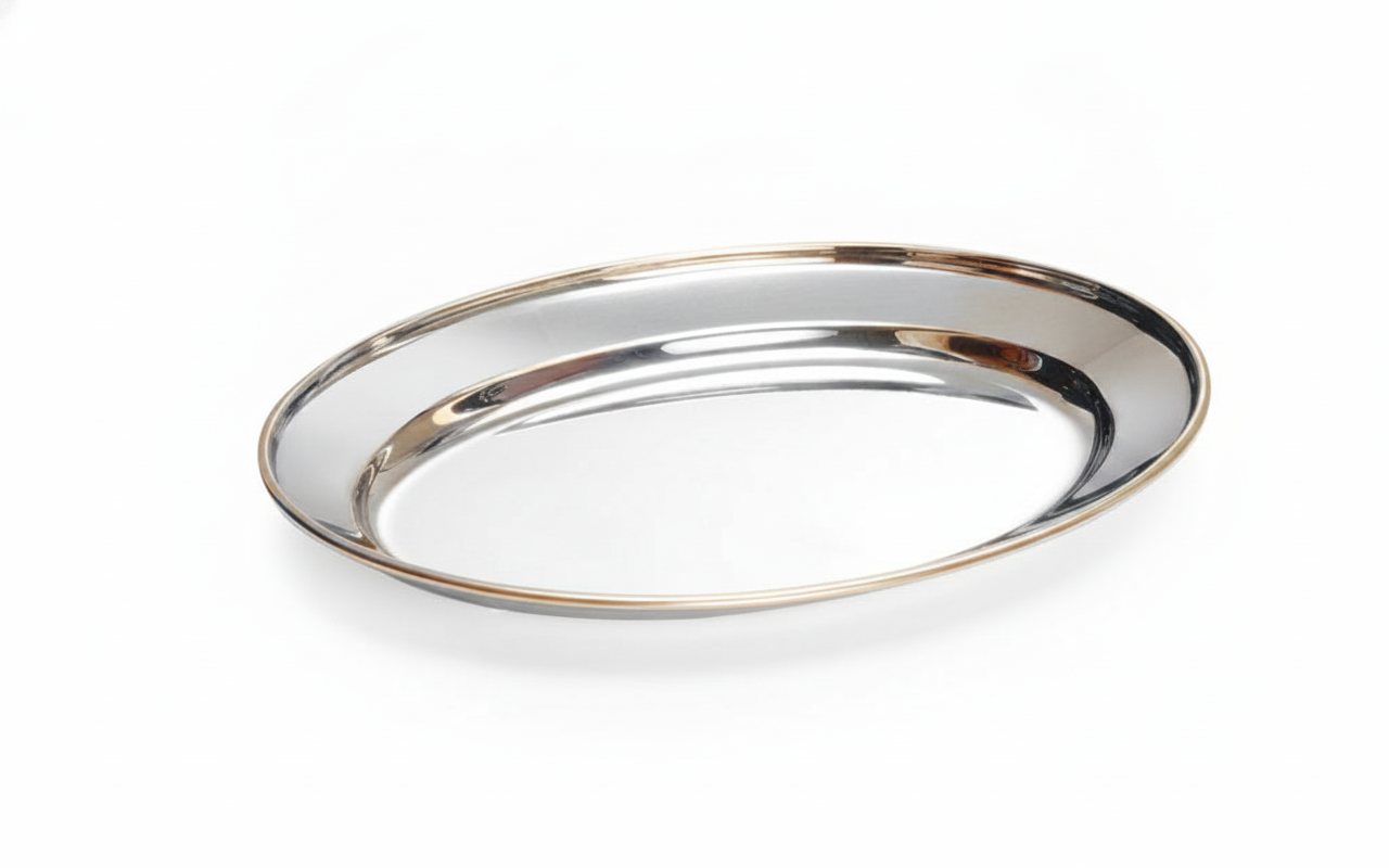 Prato de Servir Oval Aço Inoxidável 190x140mm