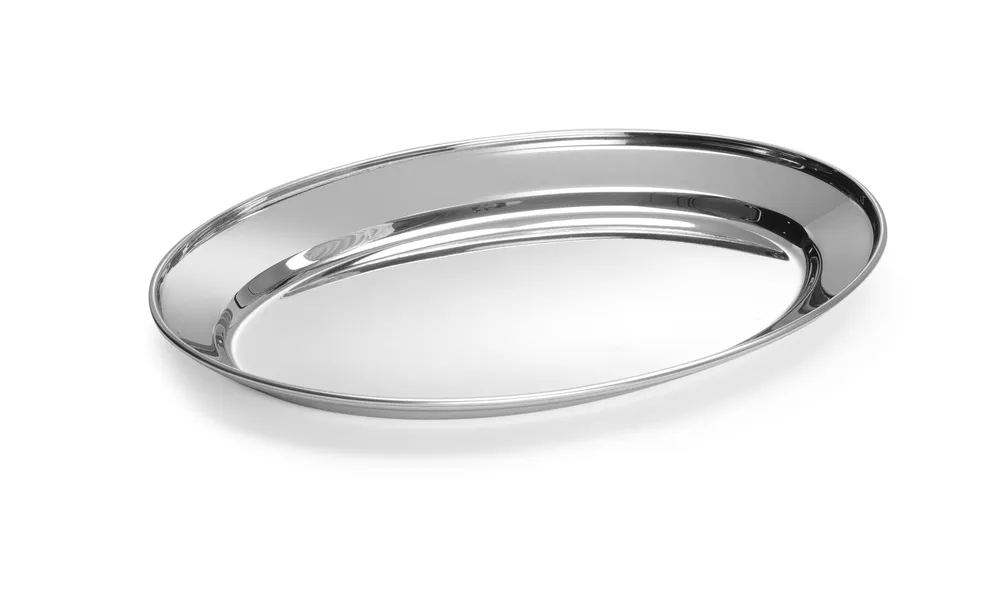 Prato Oval Inox Servir Carne e Fritos 300x220mm