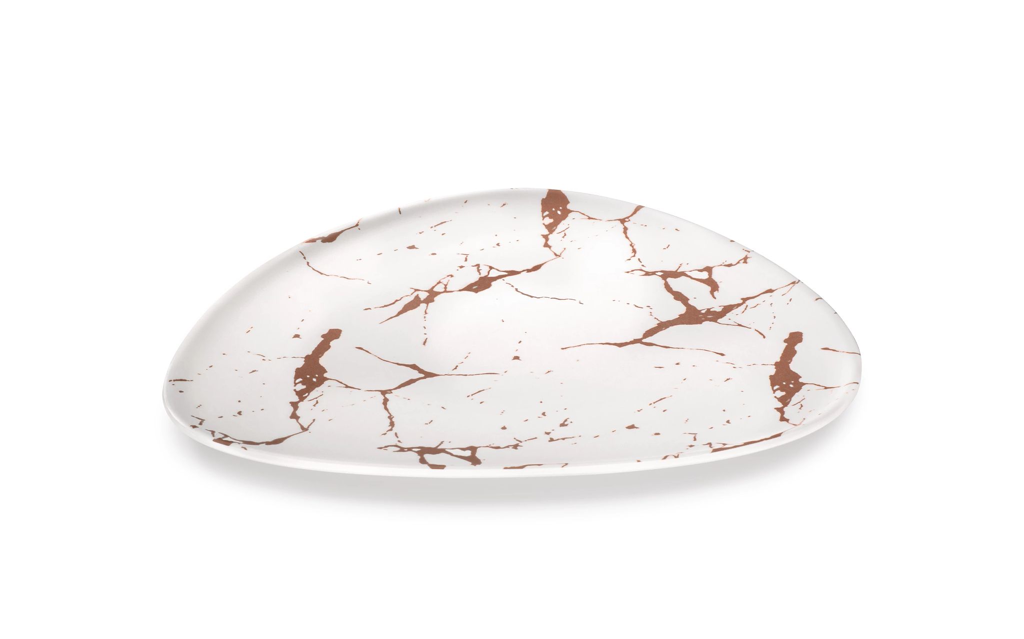 Prato de Servir em Melamina Retangular 29 x 26.5 cm Branco e Dourado