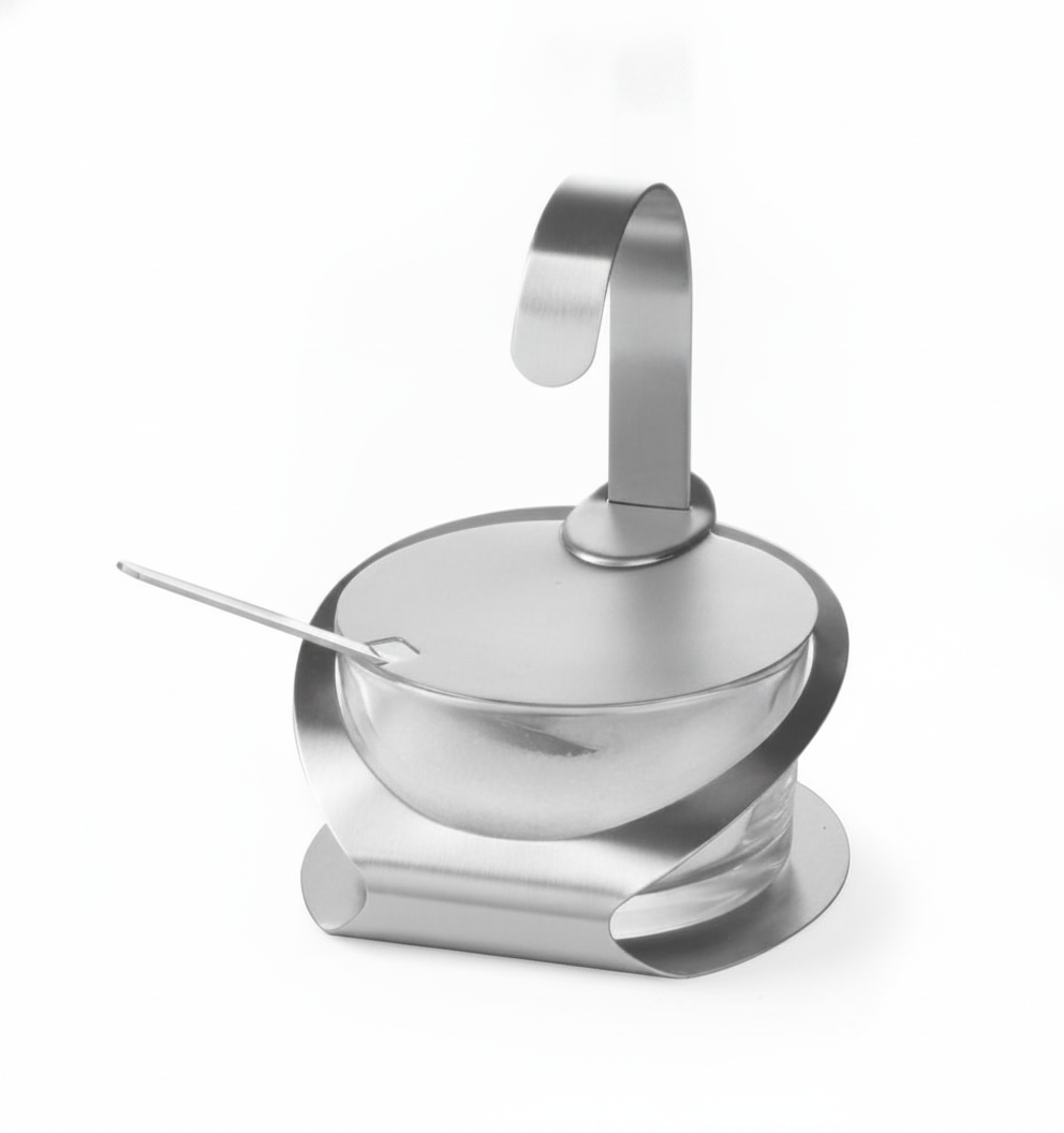 Recipiente Açúcar Queijo Vidro Aço Inox ⌀130mm