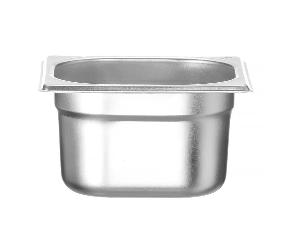 Recipiente Gastronorm GN 1/6, 1.6L, 176x162x100mm, Aço Inoxidável