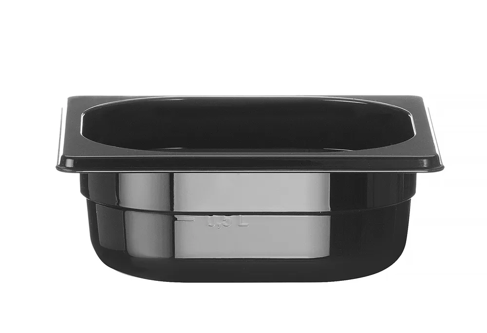 Recipiente Gastronorm 1/6 Policarbonato Preto 1,6L 176x162x100mm