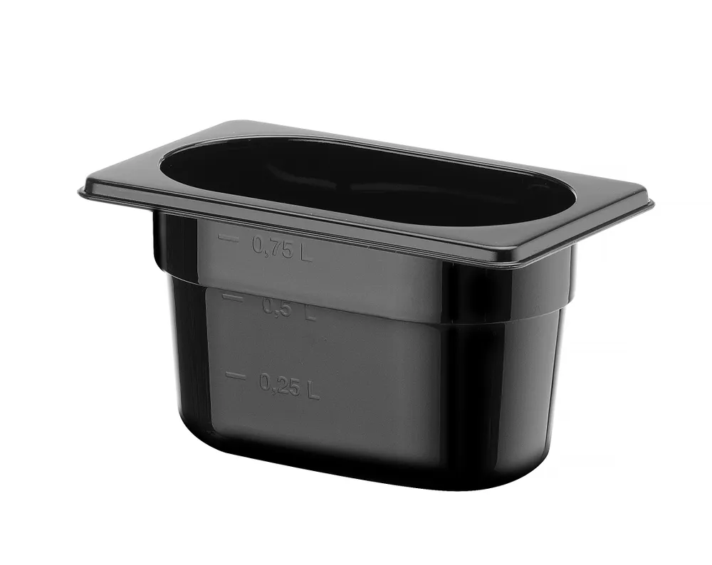 Recipiente Gastronorm 1/9, 1L, Preto, Policarbonato, 176x108x100mm