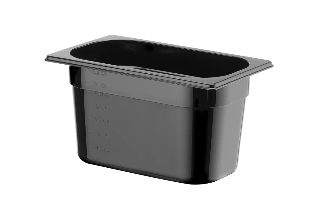 Recipiente Gastronorm 1/4 Preto 4L - 265x162x150mm Policarbonato