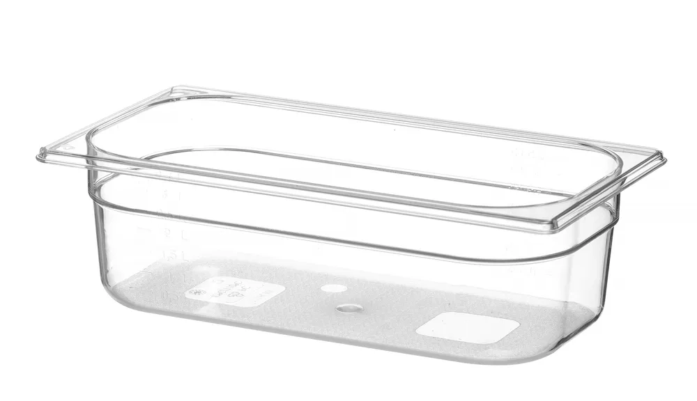 Recipiente Gastronorm 1/3, 4L, Policarbonato Transparente, 325x176x100mm