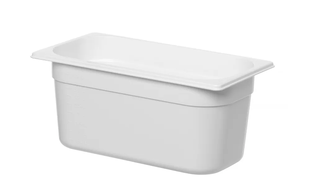 Recipiente Gastronorm 1/3, 5,7L, Policarbonato Branco, 325x176x150mm