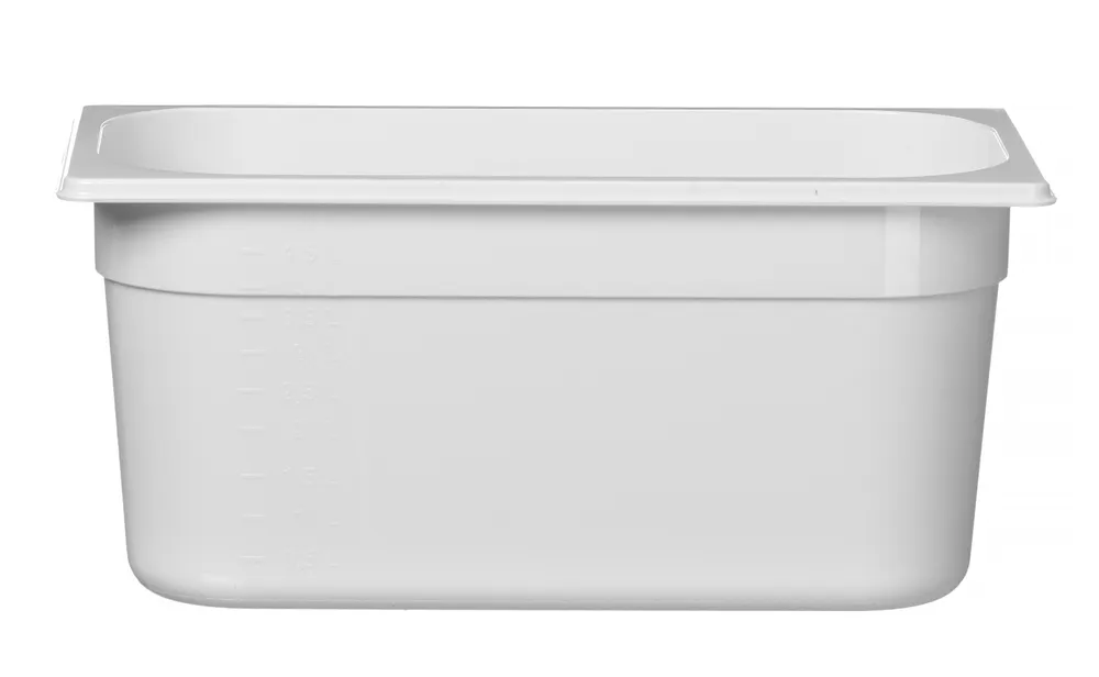 Recipiente Gastronorm 1/3, 5,7L, Policarbonato Branco, 325x176x150mm