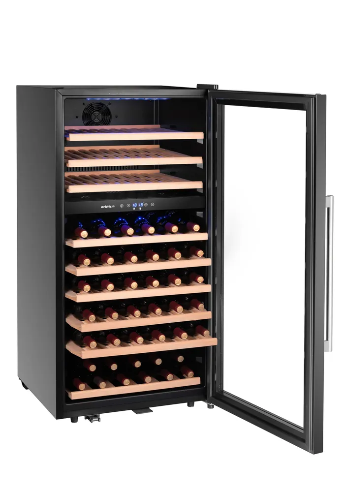 Frigorífico para Vinho 2 Zonas 91 Garrafas 230L Preto